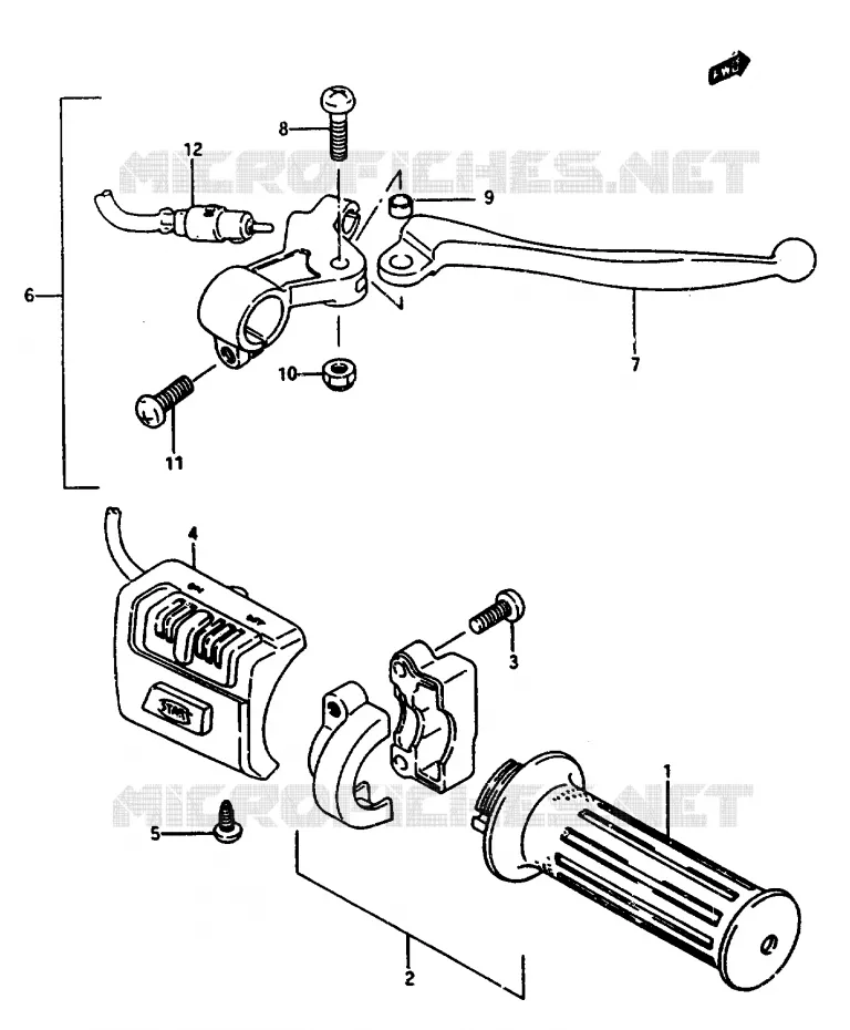 ENSEMBLE LEVIER - COMMODO DROIT FOR P02,P04,P16,P18,P39,P41 Suzuki SCOOTER 50 CP 1991  CP50CHFM