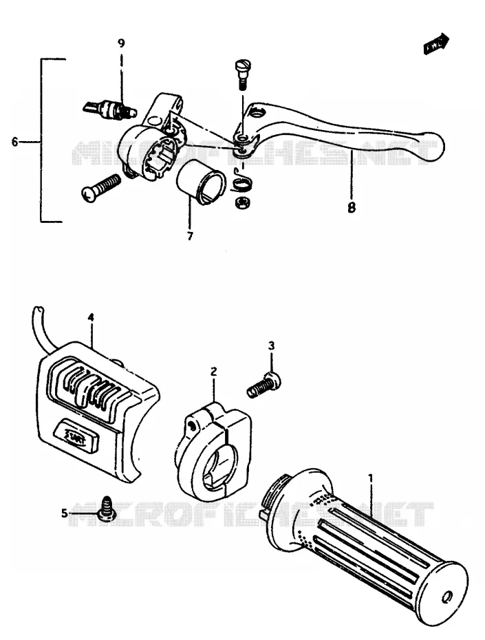 ENSEMBLE LEVIER - COMMODO DROIT FOR P02,P34 Suzuki SCOOTER 50 CP 1985  CP50CHF
