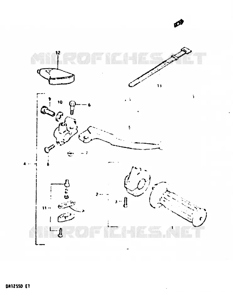 ENSEMBLE LEVIER - COMMODO DROIT Suzuki MOTO 125 DR 1982  DR125SZ(Z/D)