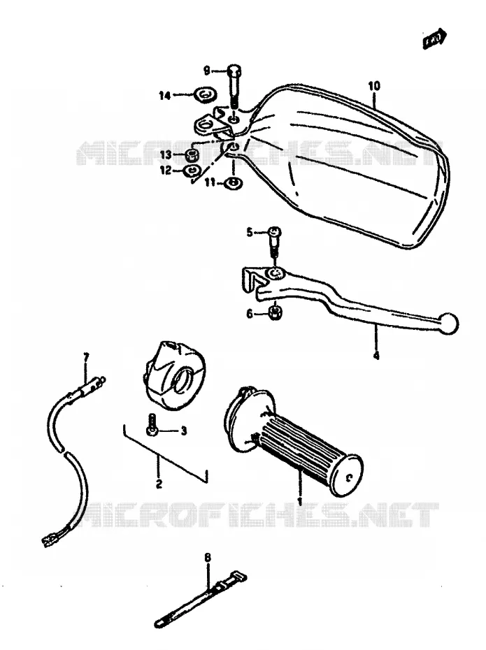 ENSEMBLE LEVIER - COMMODO DROIT Suzuki MOTO 125 DR 1987  DR125SH(F/H/J)