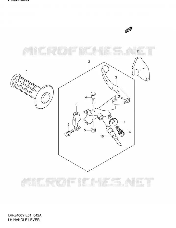 ENSEMBLE LEVIER - POIGNEE GAUCHE (DR-Z400EY/EK1/EK2/EK3/EK4 E24) Suzuki MOTO 400 DR-Z 2002  DR-Z400K2(E1)
