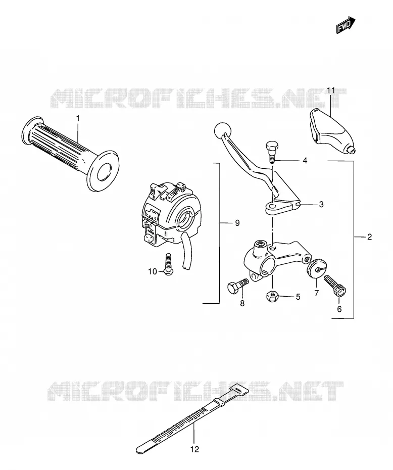 ENSEMBLE LEVIER - POIGNEE GAUCHE Suzuki MOTO 115 AP 1998  AX115SW(E71)
