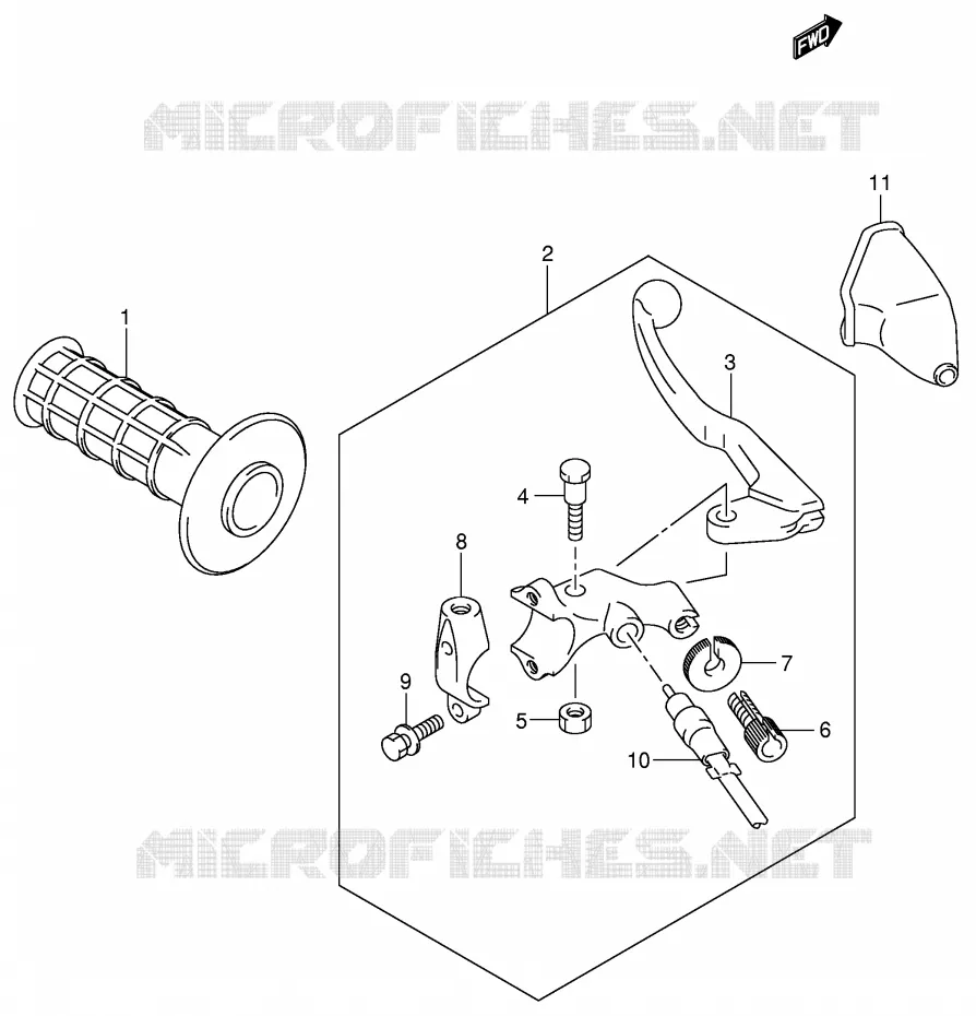 ENSEMBLE LEVIER - POIGNEE GAUCHE Suzuki MOTO 400 DR-Z 2001  DR-Z400SK1(E3/E28)