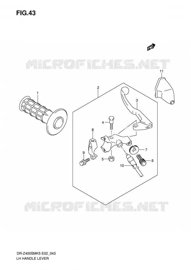 ENSEMBLE LEVIER - POIGNEE GAUCHE Suzuki MOTO 400 DR-Z 2008  DR-Z400SMK8(E2)