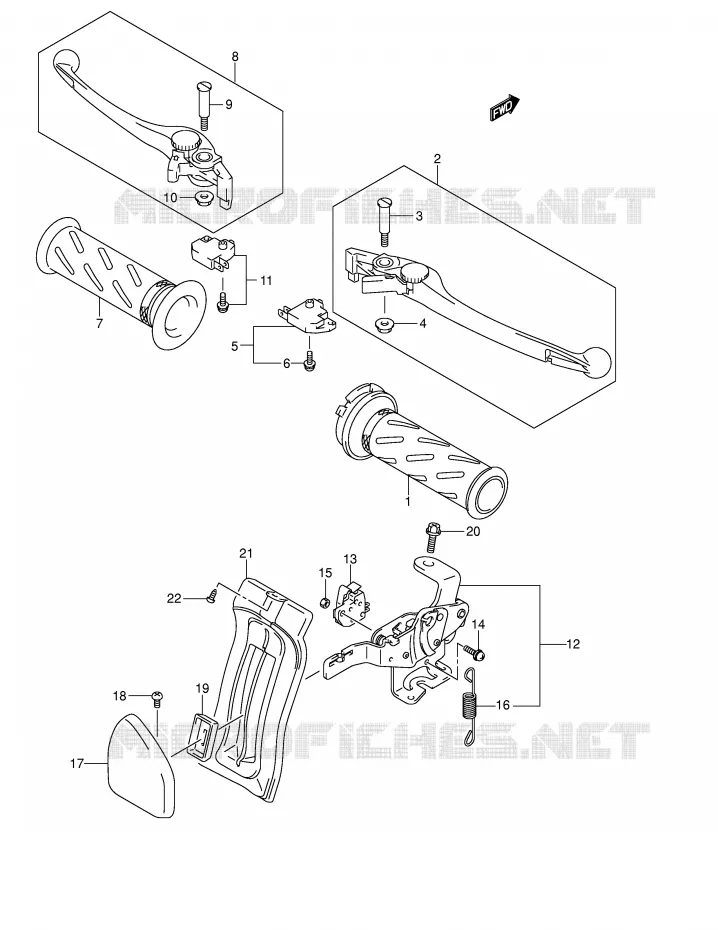 ENSEMBLE LEVIERS - POIGNEES (MODELE K3/K4) Suzuki SCOOTER 650 BURGMAN 2005  AN650AK5(E2)