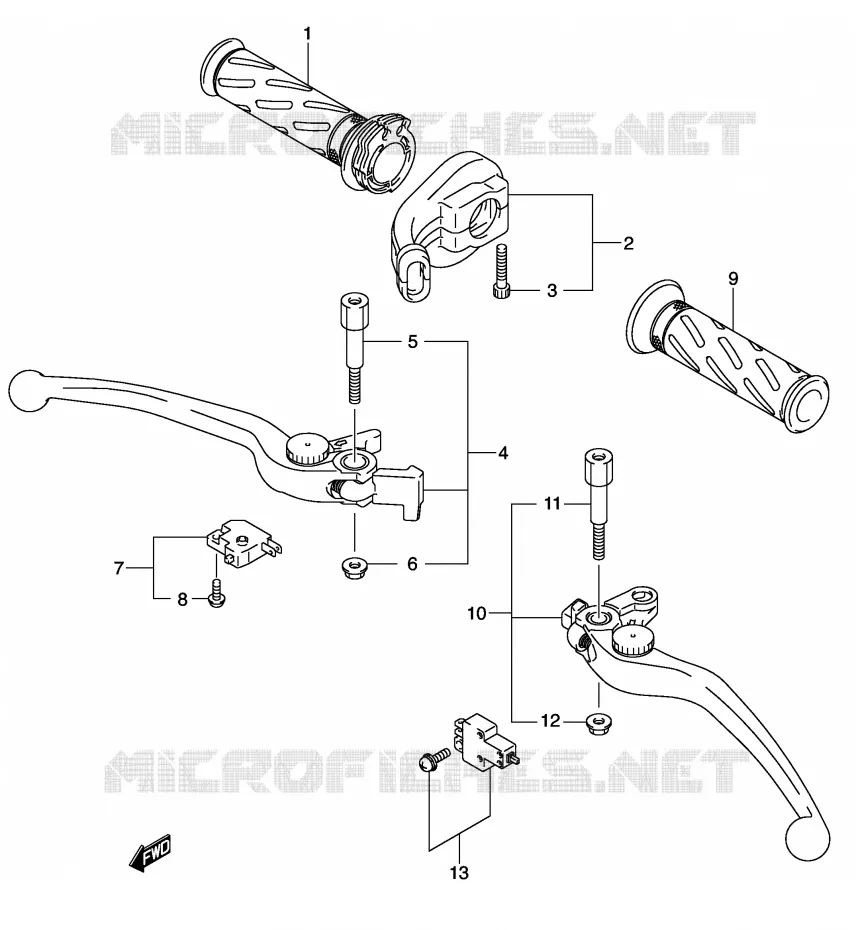 ENSEMBLE LEVIERS - POIGNEES Suzuki MOTO 1000 V-STROM 2004  DL1000K4(E2)
