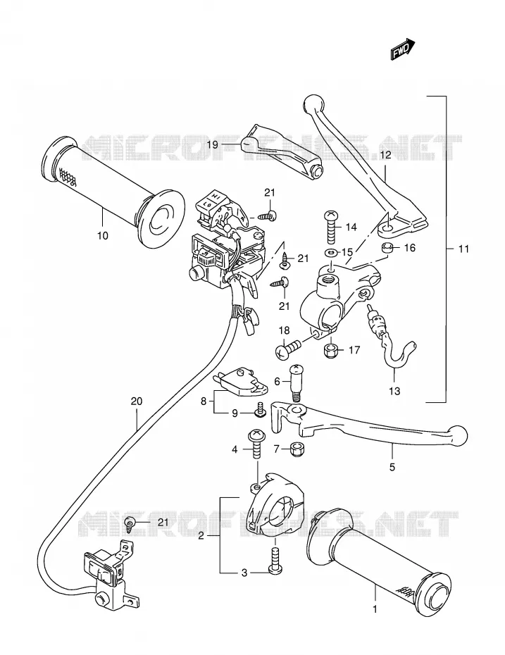 ENSEMBLE LEVIERS - POIGNEES Suzuki SCOOTER 150 BURGMAN 1997  AN150V(E34)