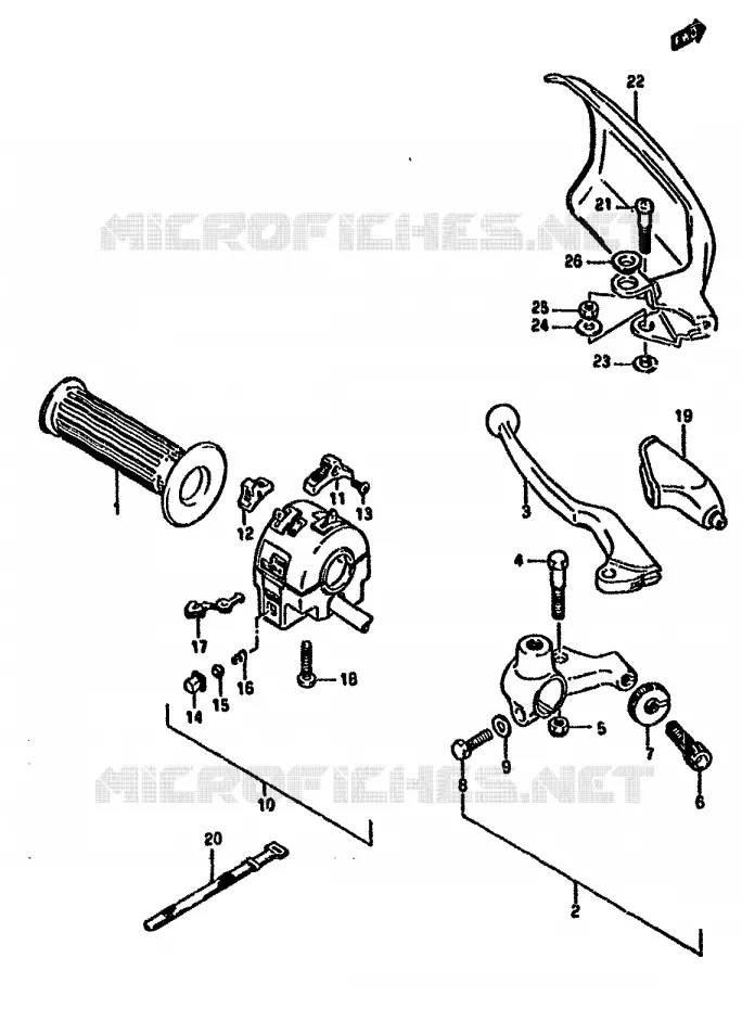 ENSEMBLE POIGNEE GAUCHE Suzuki MOTO 125 DR 1988  DR125SJ(F/H/J)