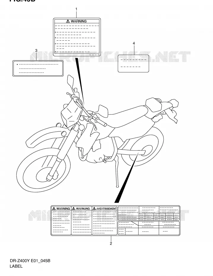 ETIQUETTE (MODELE K2/K3/K4) Suzuki MOTO 400 DR-Z 2000  DR-Z400Y(E1)