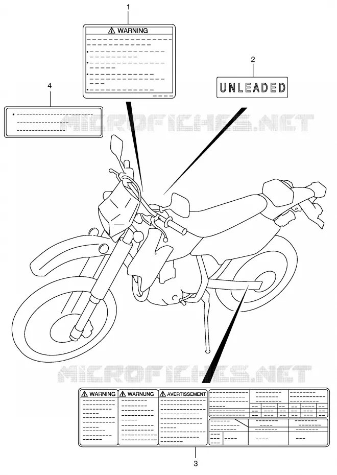ETIQUETTE (MODELE Y) Suzuki MOTO 400 DR-Z 2000  DR-Z400Y(E1)