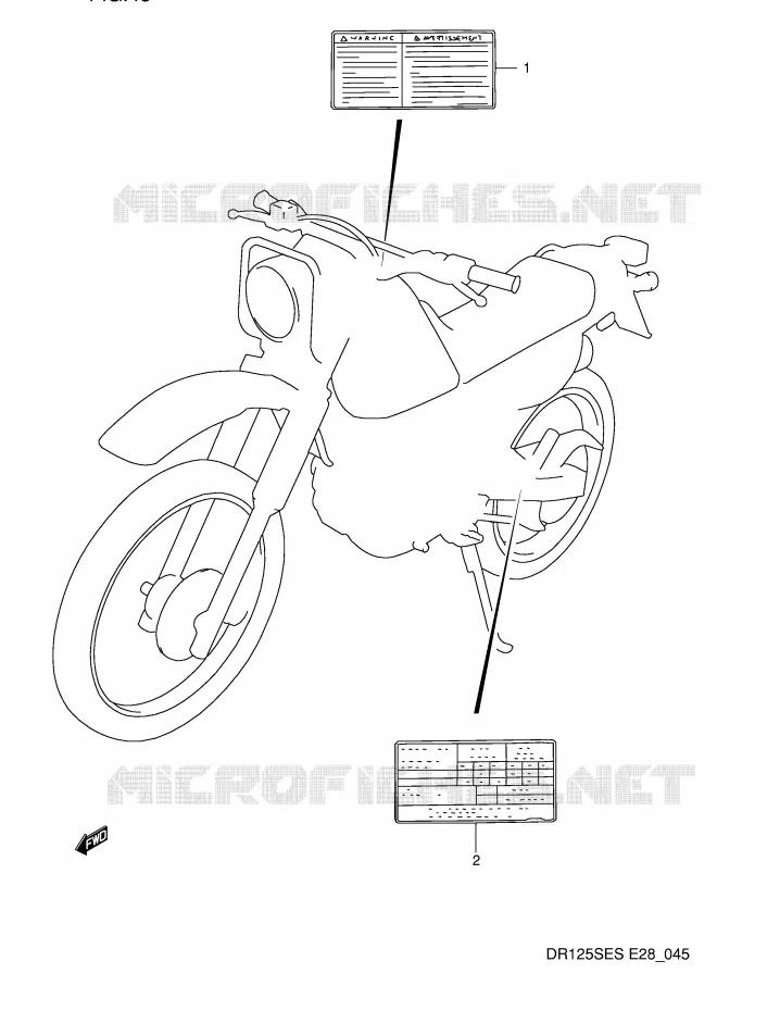 ETIQUETTE Suzuki MOTO 125 DR 1995  DR125SES(E28)