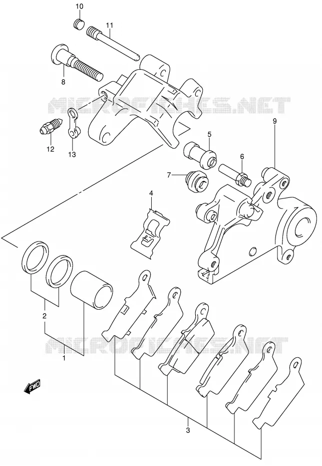 ETRIER DE FREIN ARRIERE Suzuki MOTO 400 DR-Z 2002  DR-Z400SK2(E3/E28)