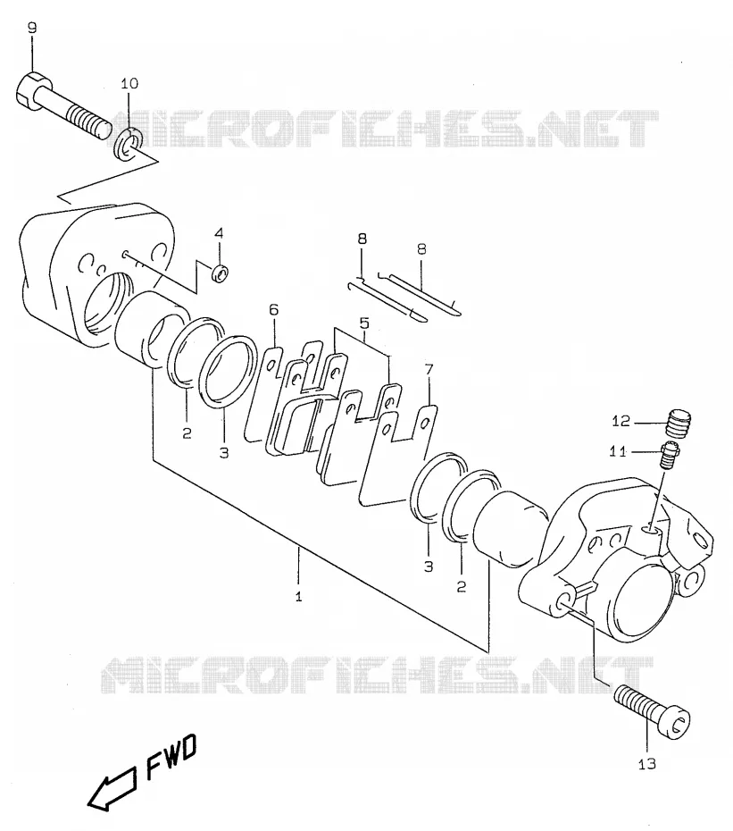 ETRIER DE FREIN ARRIERE (model AY50W/WR X/Y/K1) Suzuki SCOOTER 50 KATANA 2000  AY50WY(V/W/X/Y)