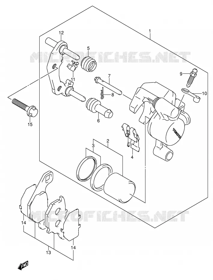 ETRIER DE FREIN AVANT (DR-Z125LK3/LK4/LK5/LK6/LK7) Suzuki MOTO 125 DR-Z 2007  DR-Z125K7(E3/E28)