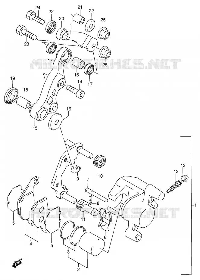 ETRIER DE FREIN AVANT (MODELE T/V/X/Y) Suzuki SCOOTER 100 ADDRESS 1993  AG100P(E71)