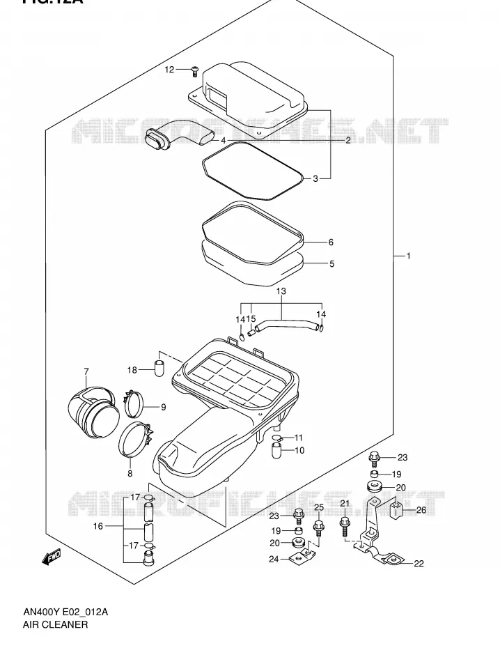 FILTRE A AIR (MODELE K1/K2) Suzuki SCOOTER 400 BURGMAN 2002  AN400K2(E2)