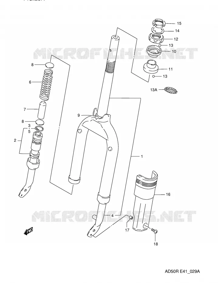 FOURCHE AVANT (E6,P9,E94) Suzuki SCOOTER 50 AD 1991  AD50WM(E41)