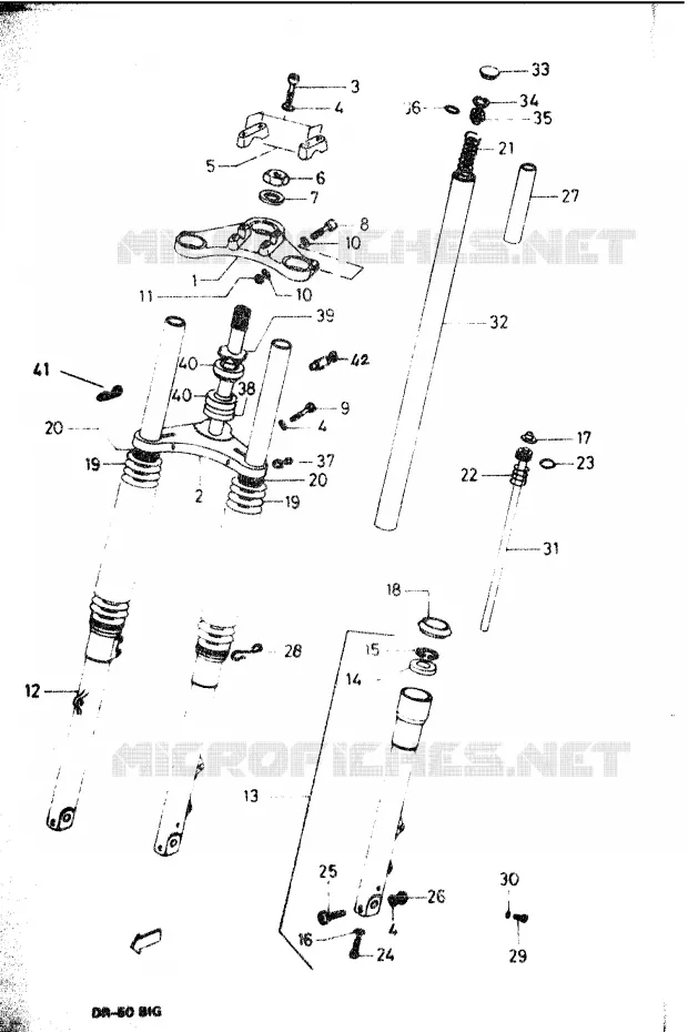 FOURCHE AVANT (POUS) Suzuki MOTO 50 DR 1986  DR-50BIG