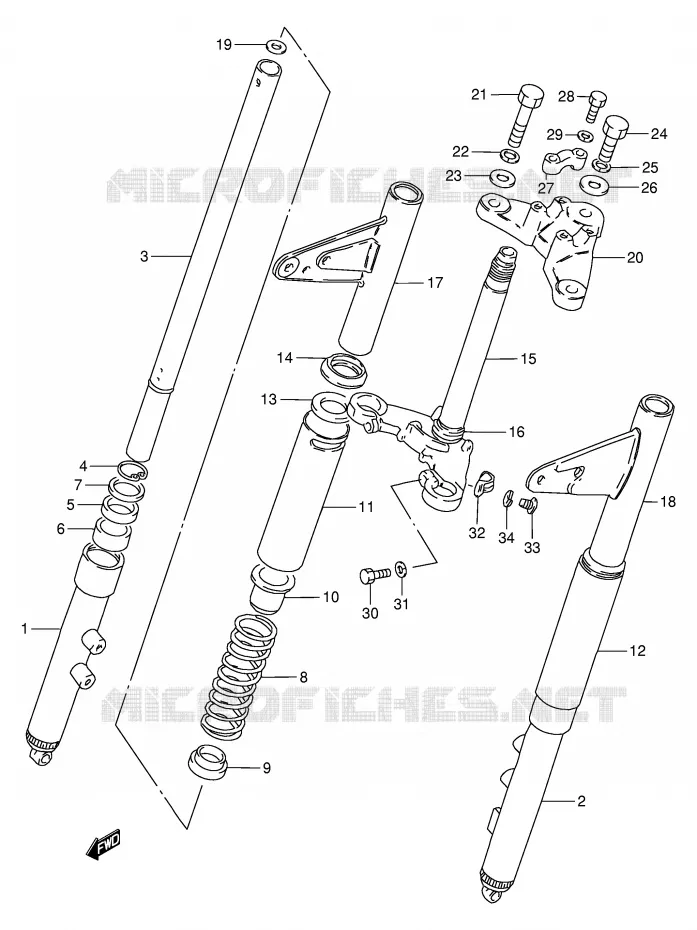 FOURCHE AVANT Suzuki MOTO 120 BX 1994  BX120R(P97)