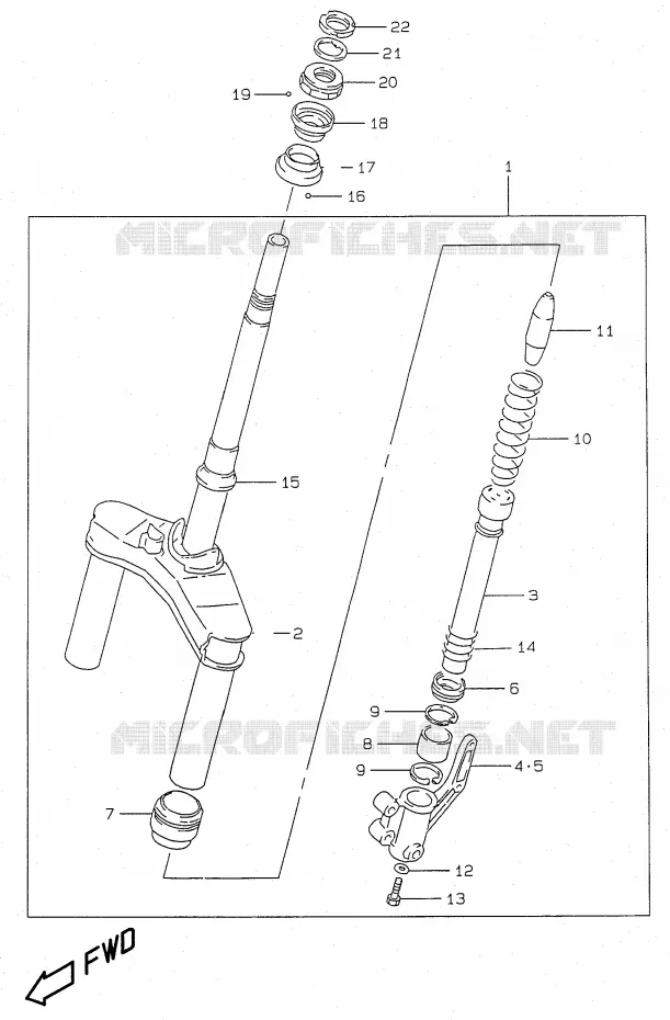 FOURCHE AVANT Suzuki SCOOTER 50 KATANA 2000  AY50Y(V/W/X/Y)