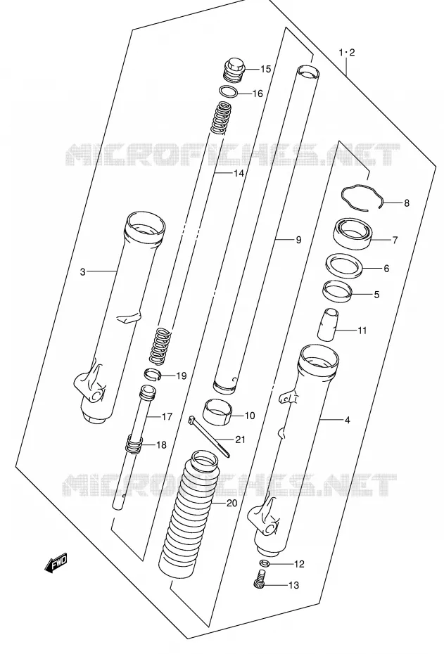 FOURCHE (DR-Z125K3/K4/K5/K6/K7) Suzuki MOTO 125 DR-Z 2007  DR-Z125K7(E3/E28)