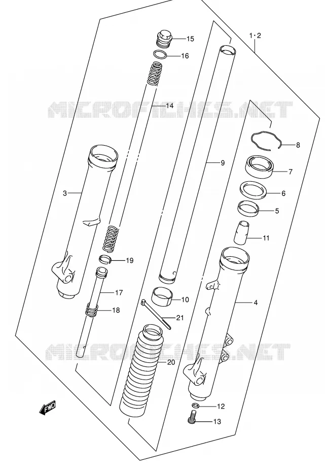 FOURCHE (DR-Z125LK3/LK4/LK5/LK6/LK7) Suzuki MOTO 125 DR-Z 2007  DR-Z125LK7(E3/E28)