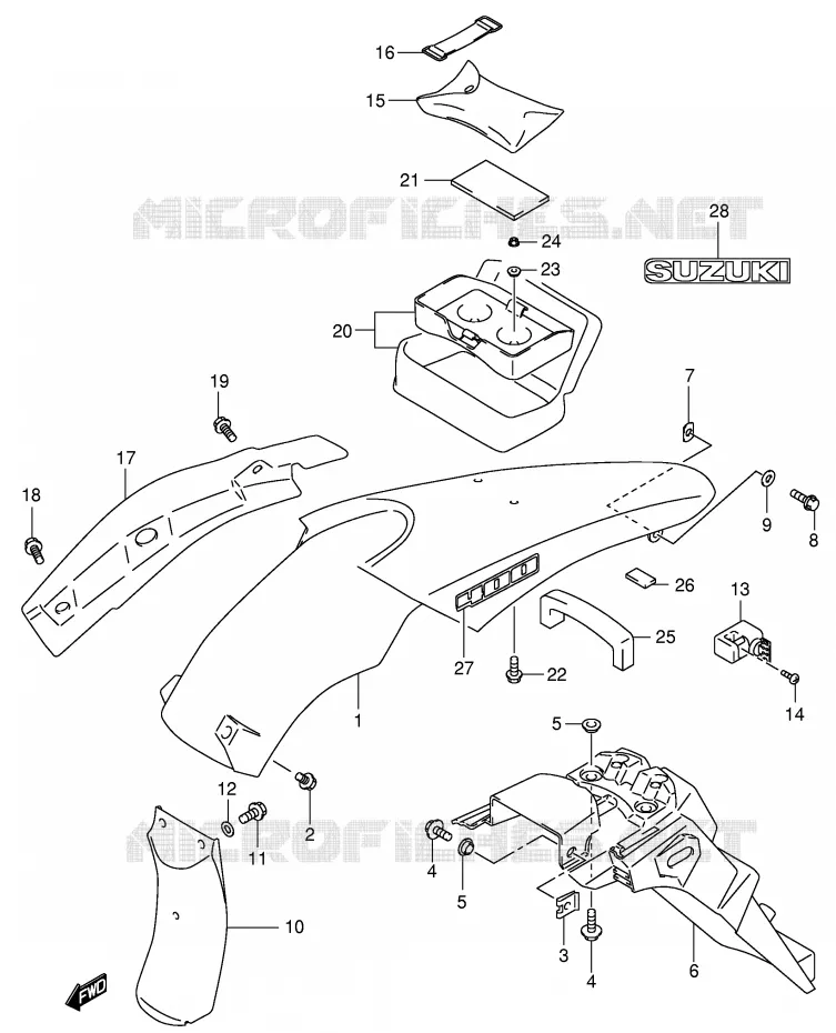GARDE BOUE ARRIERE (DR-Z400E E24) Suzuki MOTO 400 DR-Z 2001  DR-Z400EK1(E1)
