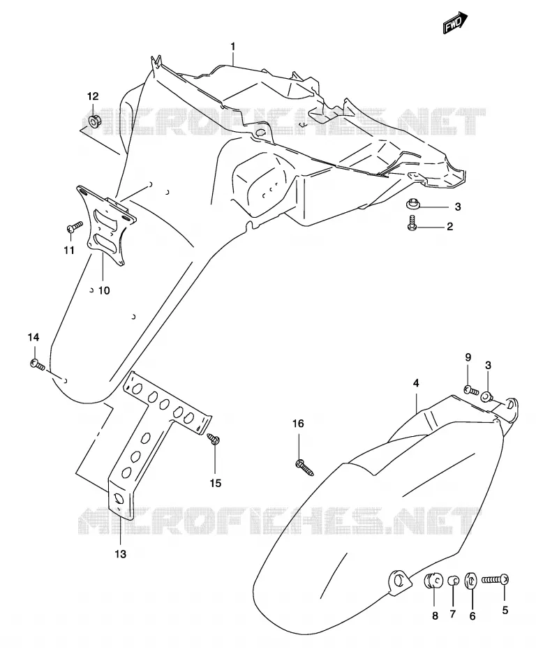 GARDE BOUE ARRIERE (MODELE K1/K2) Suzuki SCOOTER 50 KATANA 2004  AY50K4(P19)