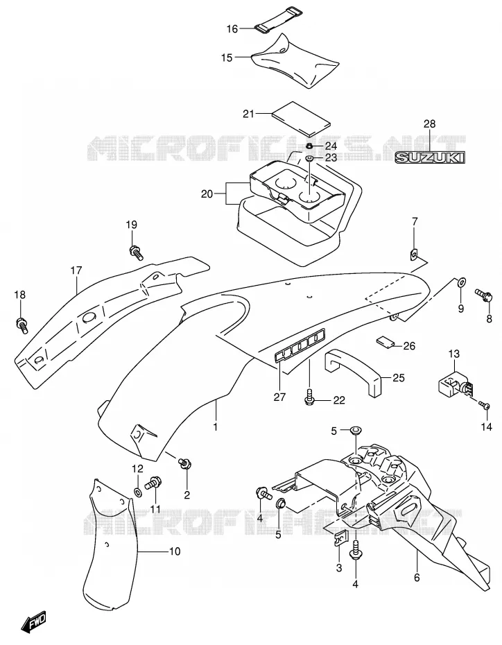 GARDE BOUE ARRIERE (MODELE K2/K3/K4) Suzuki MOTO 400 DR-Z 2004  DR-Z400SK4(E3/E28)