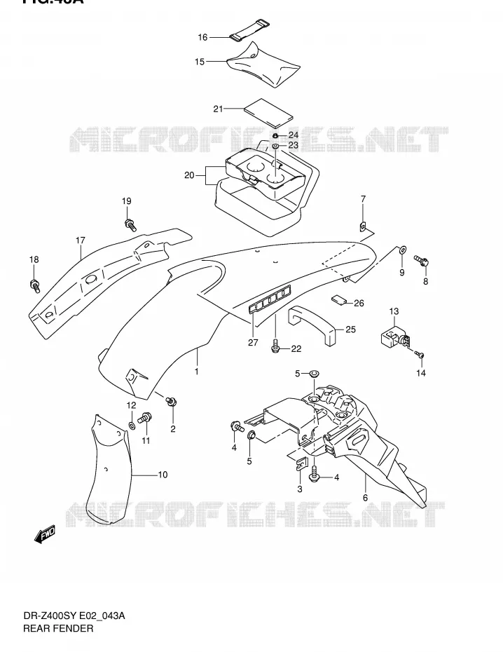 GARDE BOUE ARRIERE (MODELE K2/K3) Suzuki MOTO 400 DR-Z 2000  DR-Z400SY(E2)