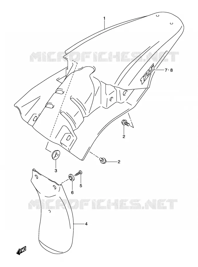 GARDE BOUE ARRIERE (MODELE K3) Suzuki MOTO 125 DR-Z 2004  DR-Z125K4(E3/E28)