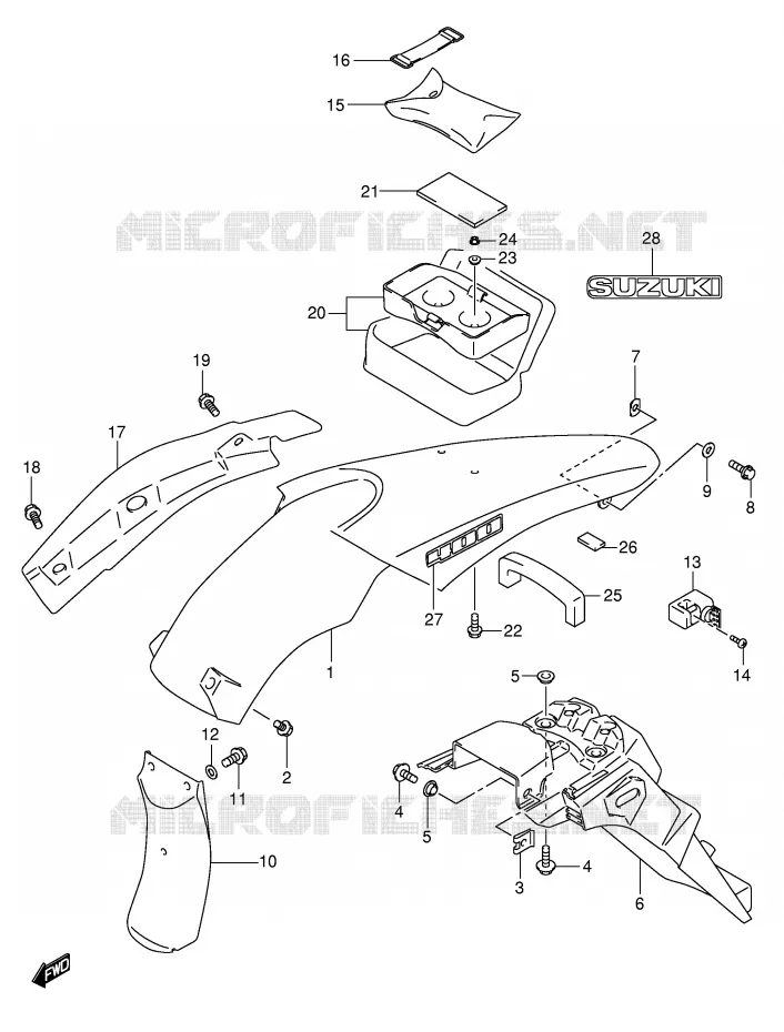 GARDE BOUE ARRIERE (MODELE K4) Suzuki MOTO 400 DR-Z 2000  DR-Z400SY(E2)