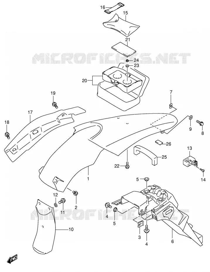 GARDE BOUE ARRIERE (MODELE Y/K1) Suzuki MOTO 400 DR-Z 2000  DR-Z400SY(E2)