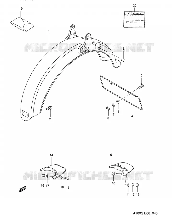 GARDE BOUE ARRIERE Suzuki MOTO 100 A100 1994  A100R(E6)