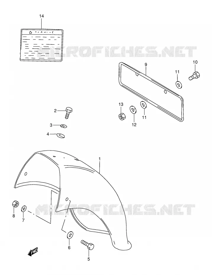 GARDE BOUE ARRIERE Suzuki MOTO 120 BX 1995  BX120S(P97)