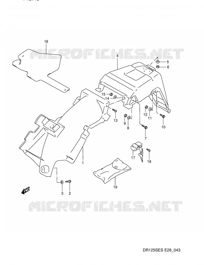 GARDE BOUE ARRIERE Suzuki MOTO 125 DR 1995  DR125SES(E28)