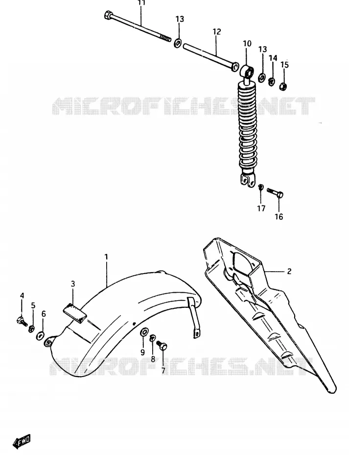 GARDE BOUE ARRIERE Suzuki SCOOTER 125 CS 1983  CS125D