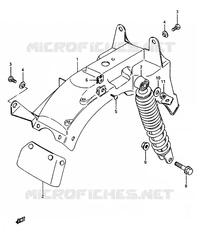 GARDE BOUE ARRIERE Suzuki SCOOTER 50 CP 1985  CP50CHF