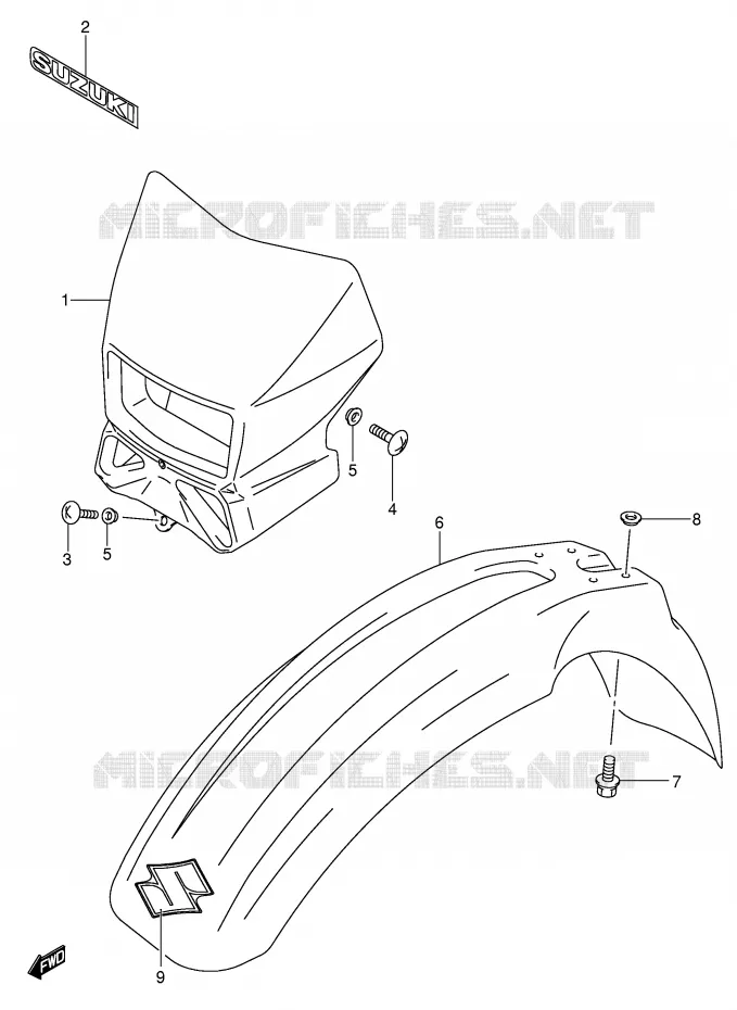 GARDE BOUE AVANT (MODELE K3/K4) Suzuki MOTO 400 DR-Z 2002  DR-Z400SK2(E3/E28)