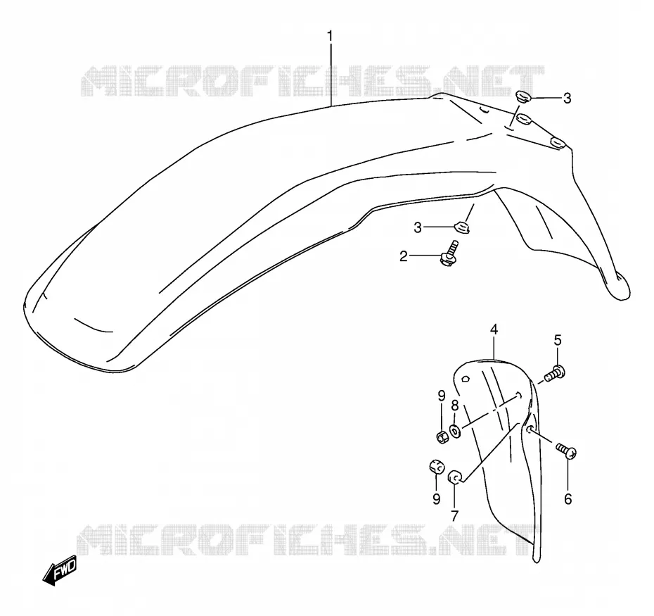 GARDE BOUE AVANT Suzuki MOTO 200 DF 1998  DF200EW(E24)