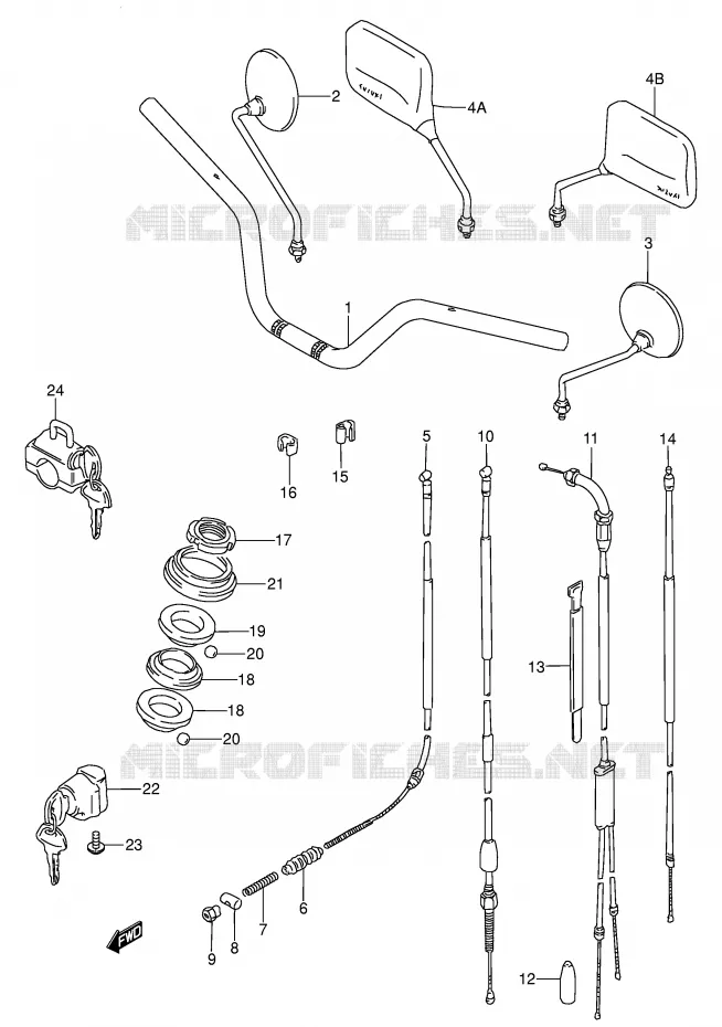 GUIDON - CABLES Suzuki MOTO 100 AP 1997  AX100V(E94)