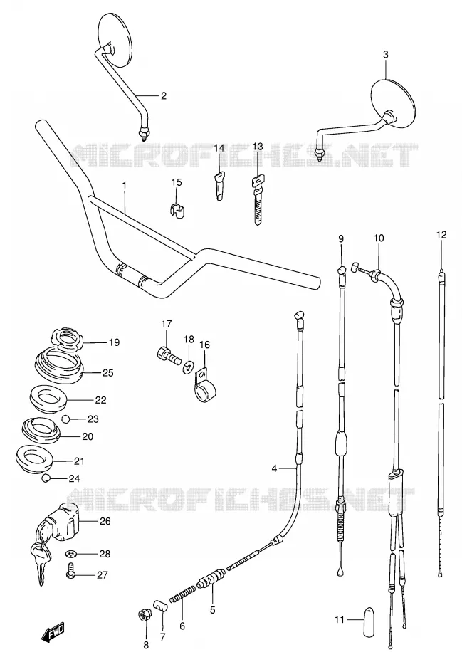 GUIDON - CABLES Suzuki MOTO 120 BX 1994  BX120R(P97)