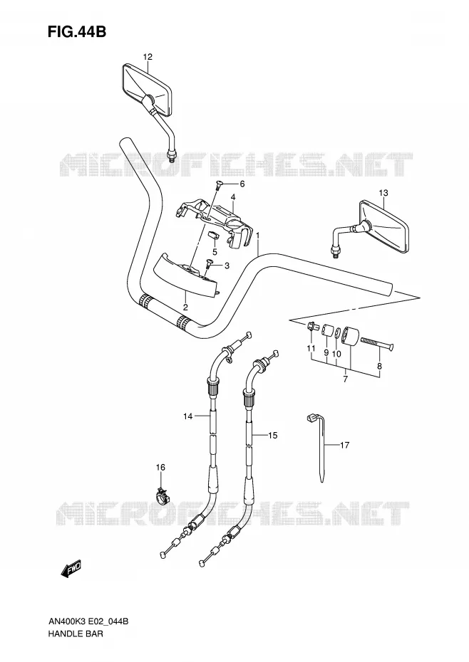 GUIDON (AN400SK5/SK6) Suzuki SCOOTER 400 BURGMAN 2004  AN400K4(E2)