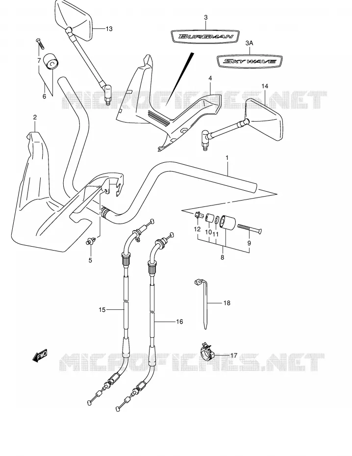 GUIDON (MODELE K3) Suzuki SCOOTER 250 BURGMAN 2004  AN250K4(E2)
