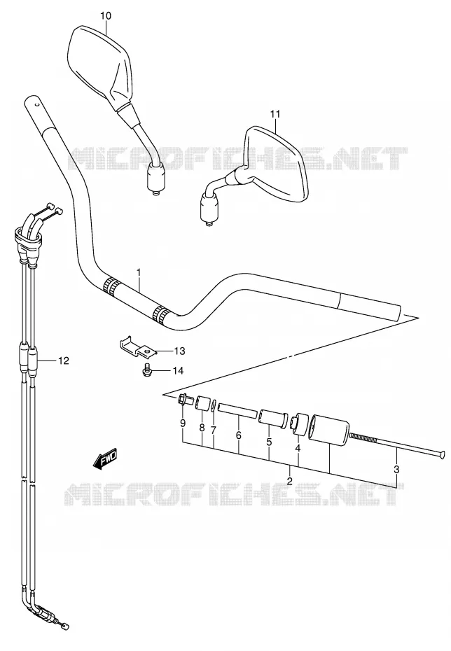 GUIDON (MODELE K4/K5/K6) Suzuki MOTO 1000 V-STROM 2004  DL1000K4(E2)