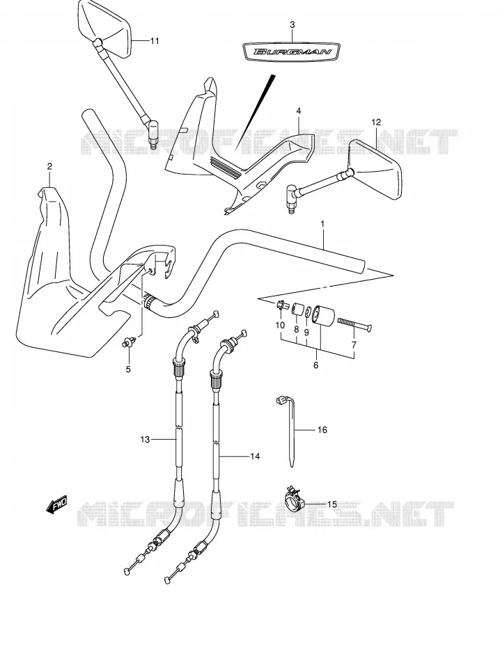GUIDON (MODELE K4,AN400K5/K6) Suzuki SCOOTER 400 BURGMAN 2003  AN400K3(E2)