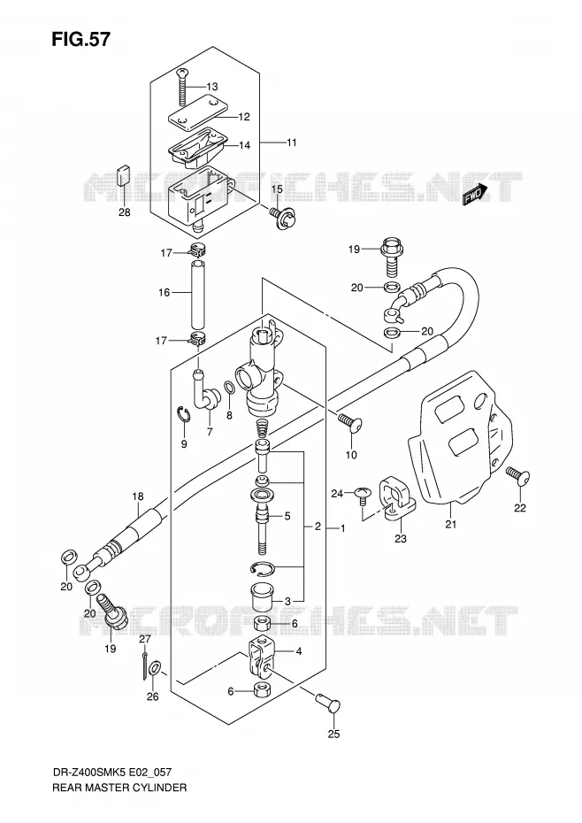 MAITRE CYLINDRE ARRIERE Suzuki MOTO 400 DR-Z 2006  DR-Z400SMUK6(E2)
