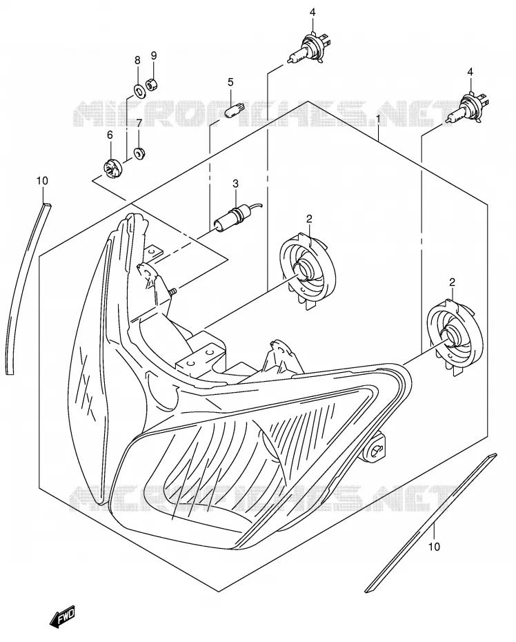 PHARE (E19,P37) Suzuki MOTO 1000 V-STROM 2002  DL1000K2(E2)
