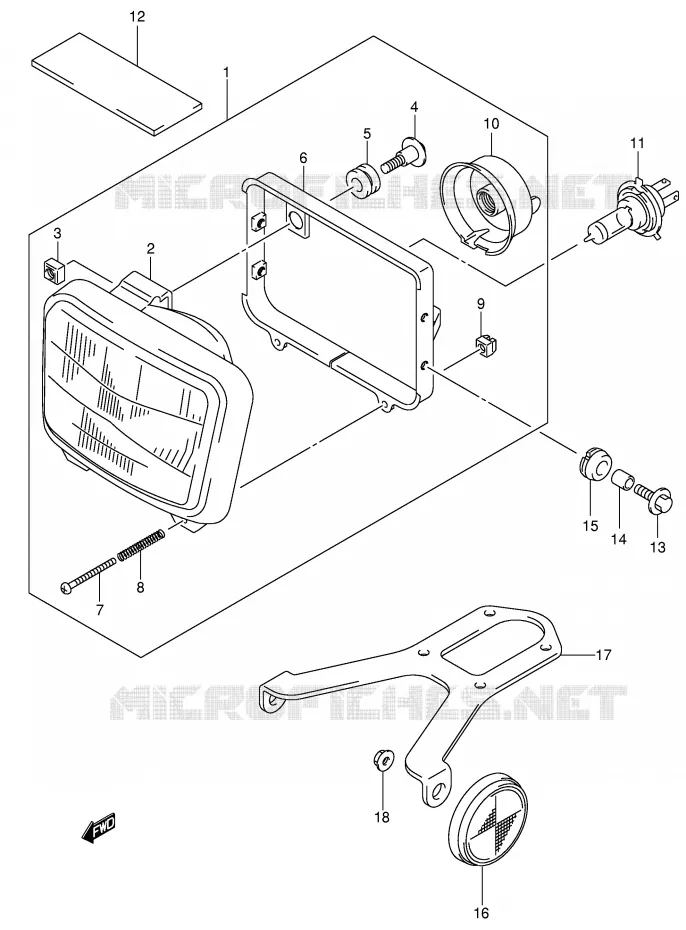 PHARE (MODELE K2/K3/K4) Suzuki MOTO 400 DR-Z 2000  DR-Z400SY(E3/E28)