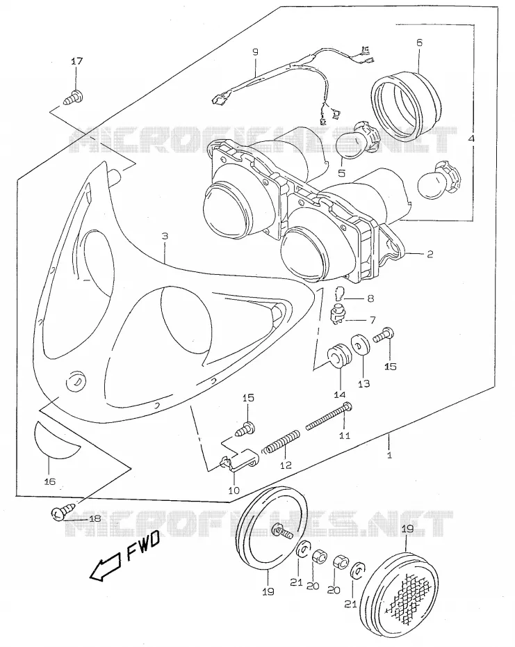 PHARE (model V/W/X/Y) Suzuki SCOOTER 50 KATANA 2000  AY50Y(V/W/X/Y)